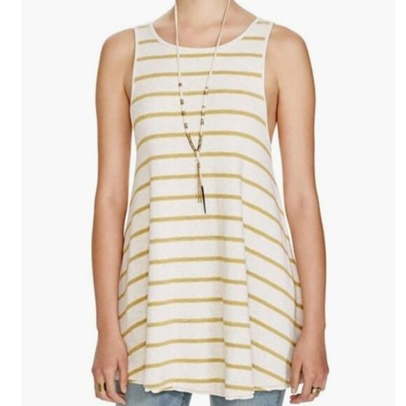 FREE PEOPLE We the Free Horizontal Stripe Sleeveless Tunic Tank Top Womens Small - Picture 3 of 13